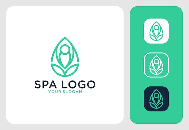 Spa verde o yoga con design del logo line art