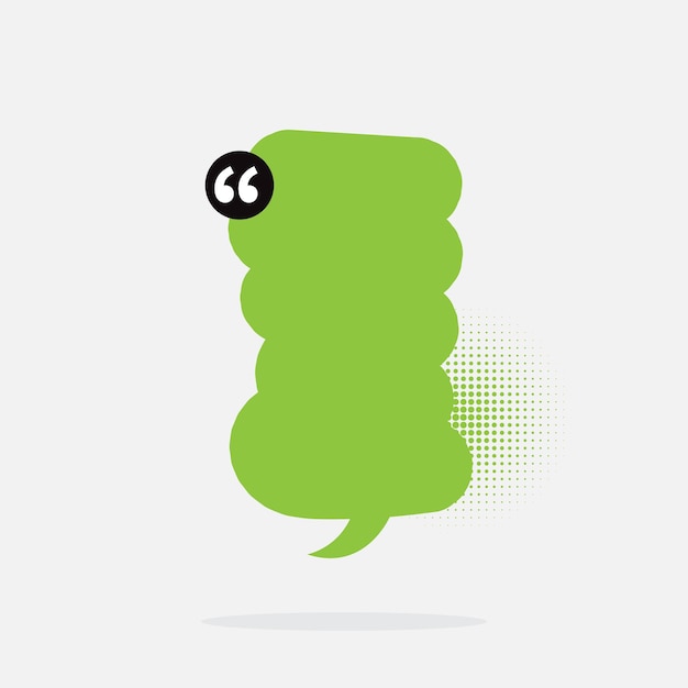 A green speech bubble with the word quote on it.