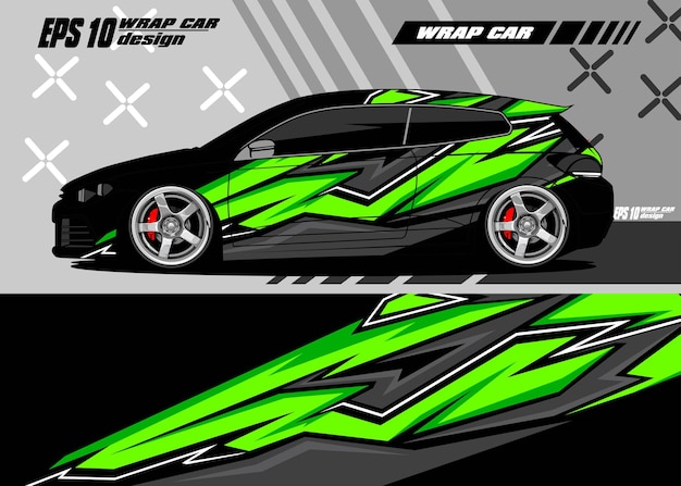 green Sport car racing wrap design