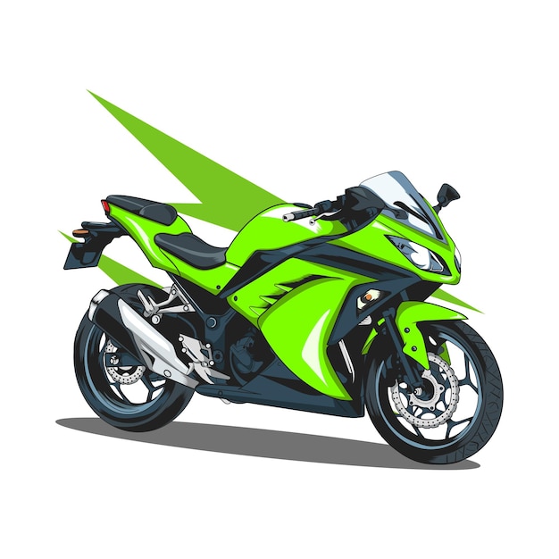 Vector a green sport motorbike that can go fast and is liked by young people