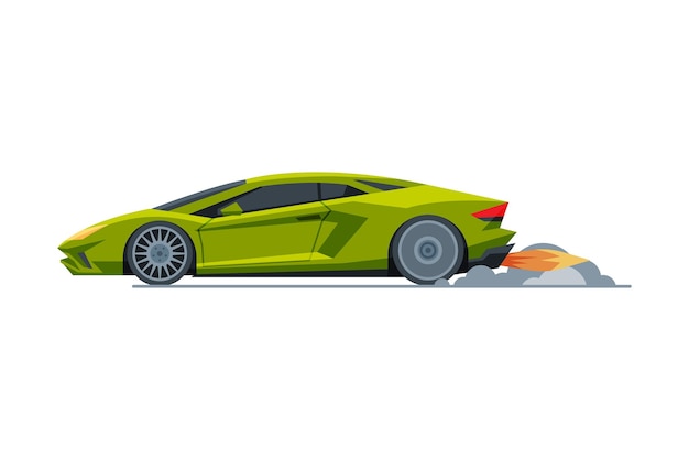 Green sport racing car side view fast motor racing bolid illustrazione vettoriale