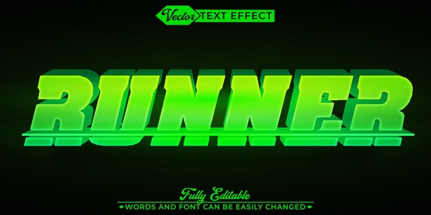 Green Sports Runner Vector Editable Text Effect Template