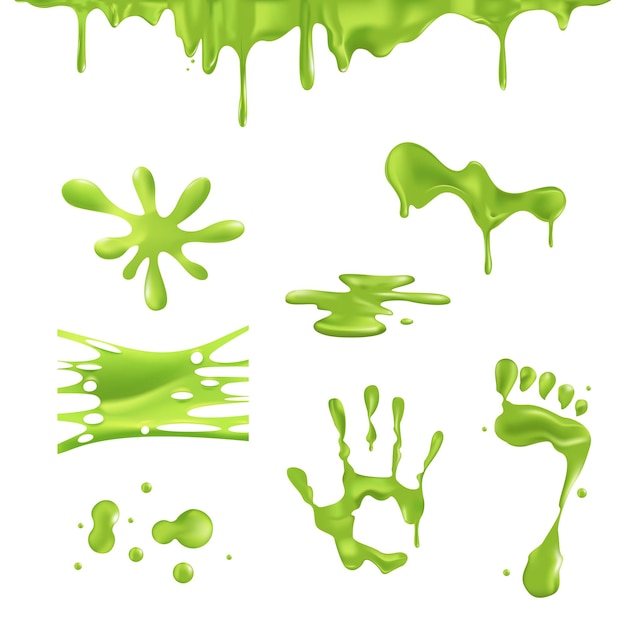 Green spots and drips slime.