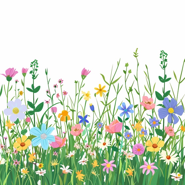 Green Spring meadow with wildflowers 48