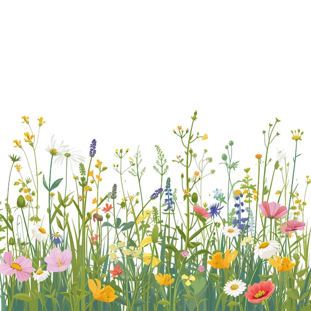 Green Spring meadow with wildflowers 68