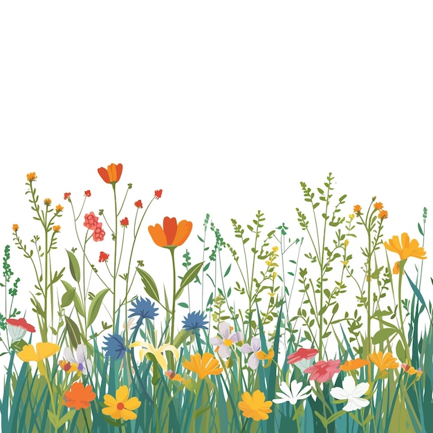 Green Spring meadow with wildflowers 71