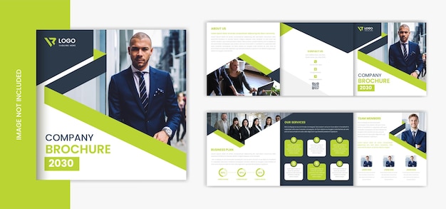 Green square trifold brochure design