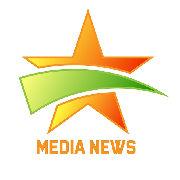 A green star with the word media news on it