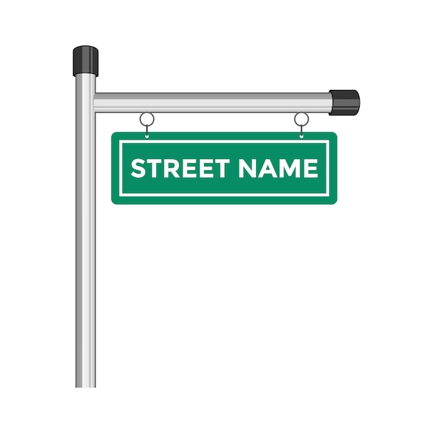 Vector green street sign fixed on a pole an individual street name can be labeled