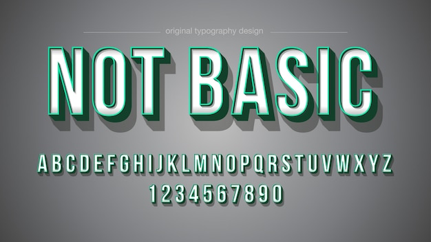 Green stroke bold shadow typography design