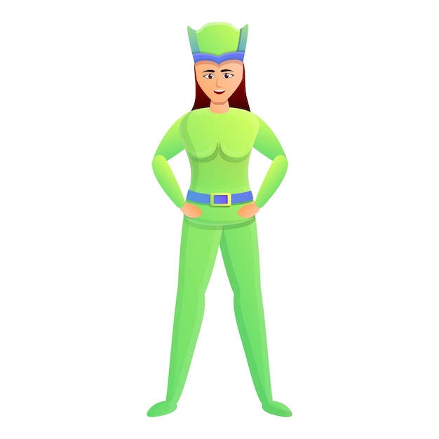 Vector green superhero woman icon cartoon of green superhero woman vector icon for web design isolated on white background