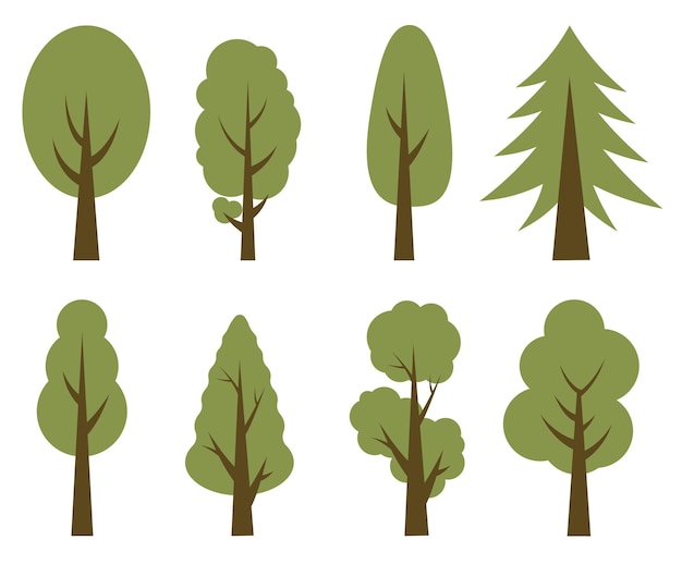 Green tall trees Collection of illustrations of trees Wood for every taste Abstraction of trees