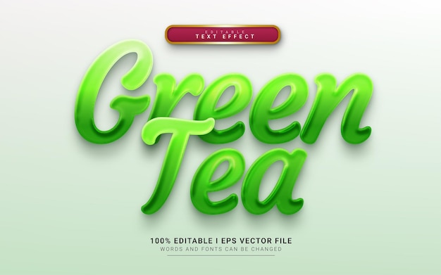 Tè verde effetto testo in stile 3d