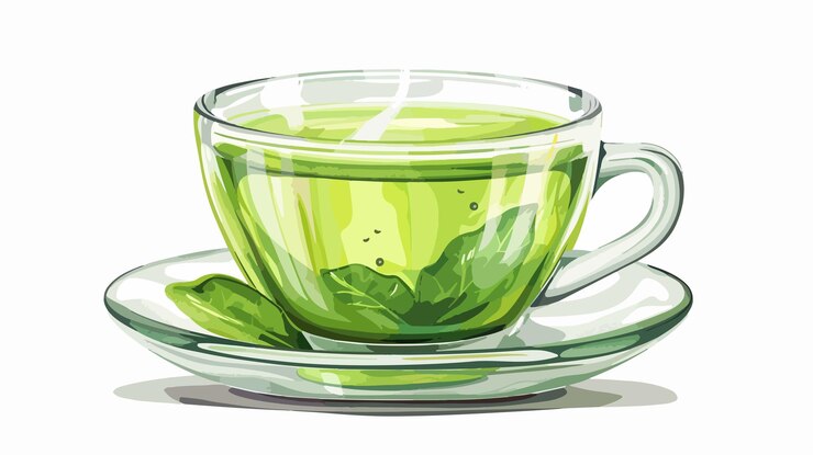 緑茶を入れた緑茶のカップ