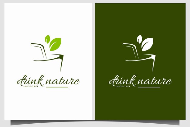 Vector green tea drink nature logo design