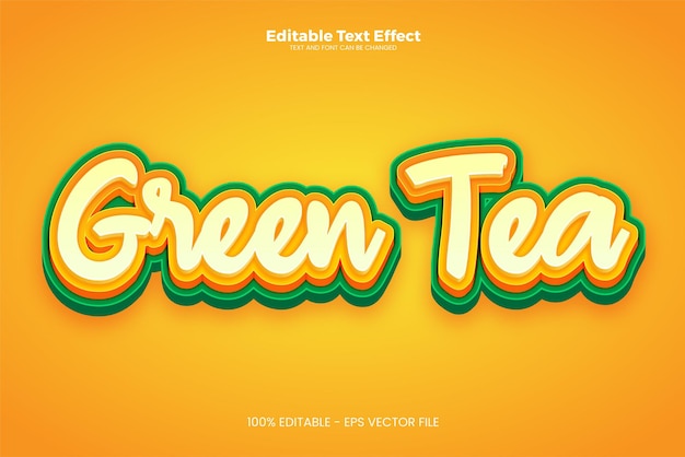現代のトレンドスタイルの緑茶編集可能なテキスト効果