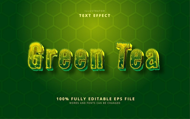 Vector green tea editable text effect