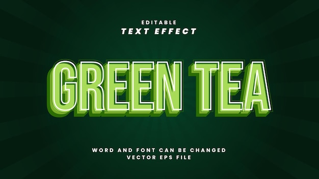 Vector green tea editable text effect