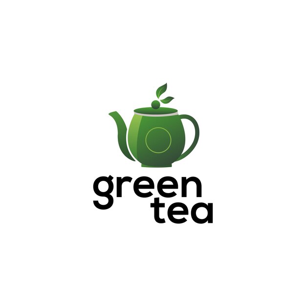 green tea logo design tea kettle logo green tea vector illustration green tea leaves