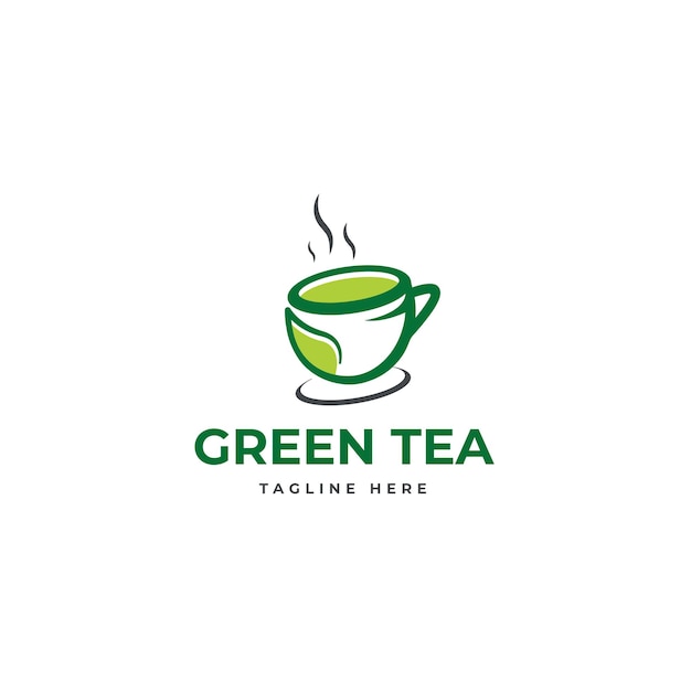 Vector green tea logo design template for organic and natural tea products