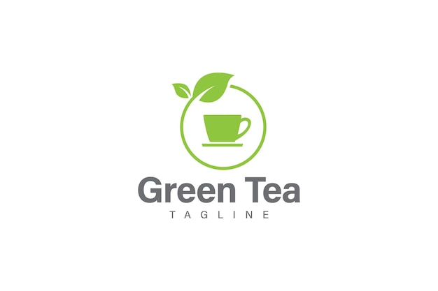 Green tea logo design vector