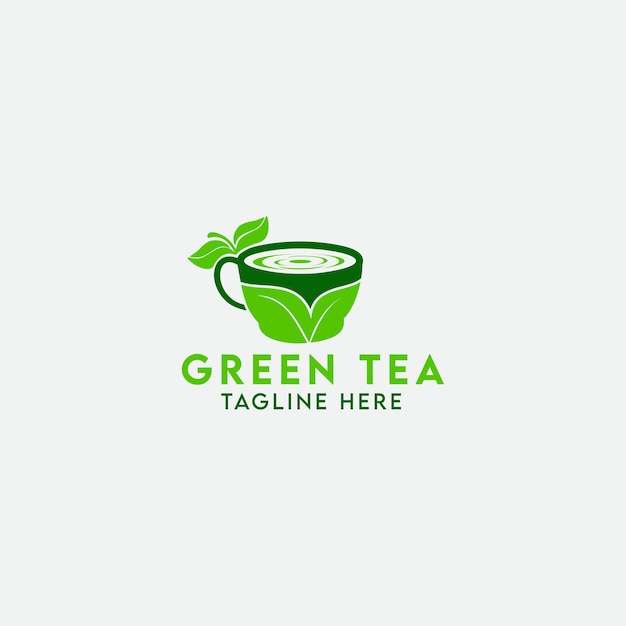 логотип зеленого чая, пищевой журнал, минималистский и бизнес-дизайн логотипа в векторном шаблоне.