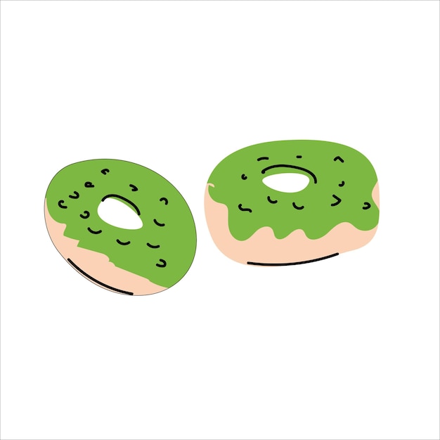 Vector green tea matcha donuts with topping vector illustration isolated can used for sweet icon stikers