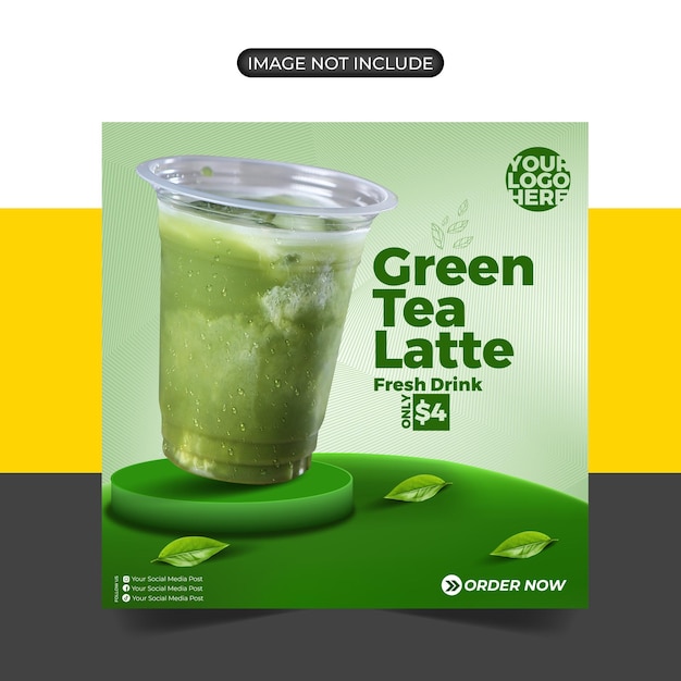 Green Tea menu and restaurant social media banner post template