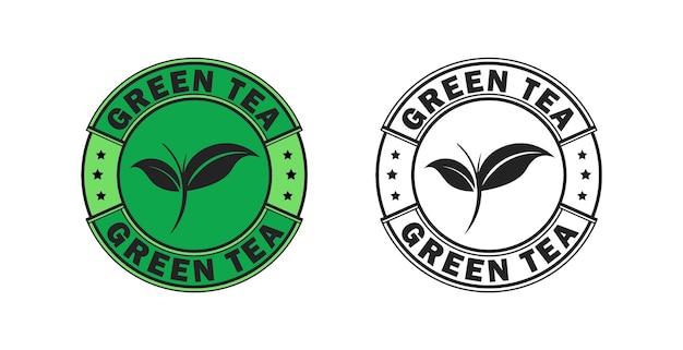 green tea product round shape label logo sticker