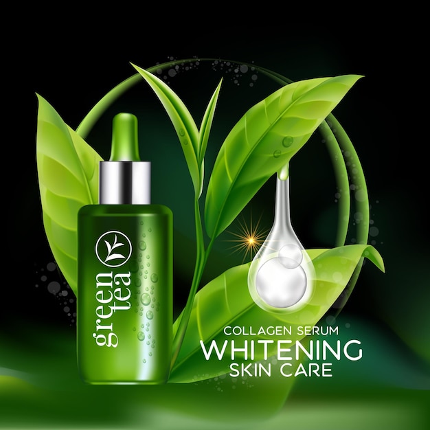 Green tea serum concept cosmetic for skin