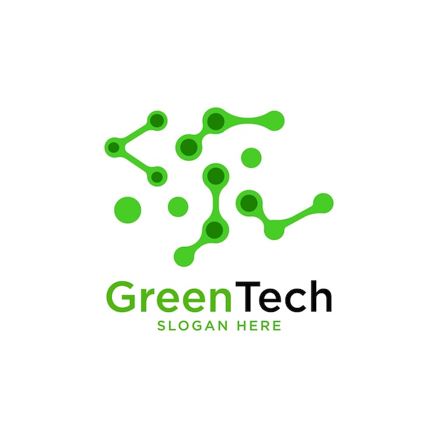 Green tech logo template design vector emblem design concept icona del simbolo creativo