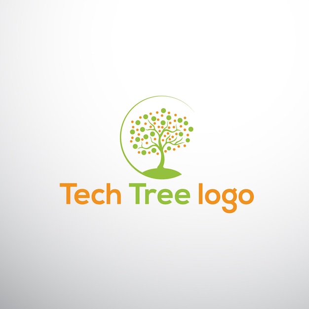 Green tech tree logo designs template and creative technology logo symbol