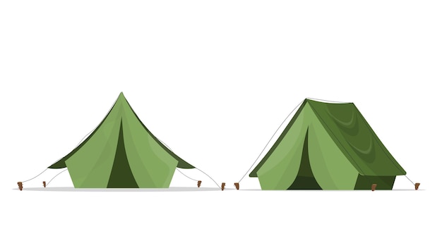 キャンプ用の緑のテント。白い背景で隔離。 。