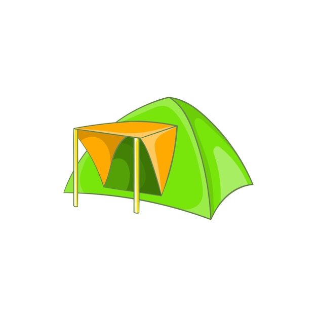 Вектор Иконка зеленая палатка в мультяшном стиле на белом фоне