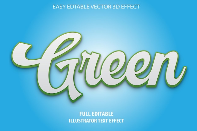 Vector green text effect design full editable illustrator text effect