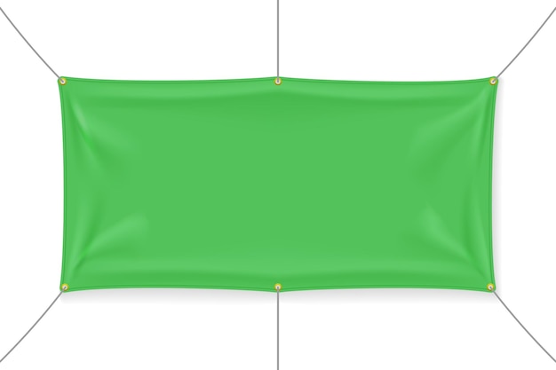 Green textile banner with folds