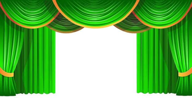 Vector green theater curtains colored curtains with lambrequin vector