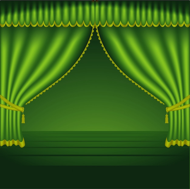 Vector green theater curtains