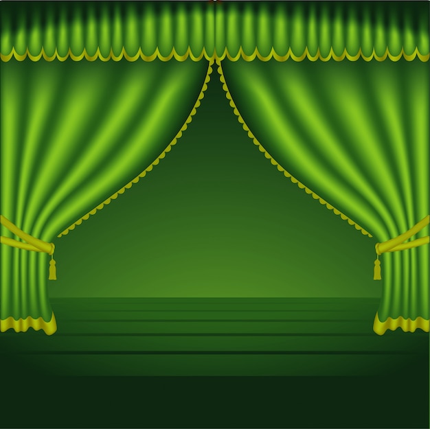 Green theater curtains