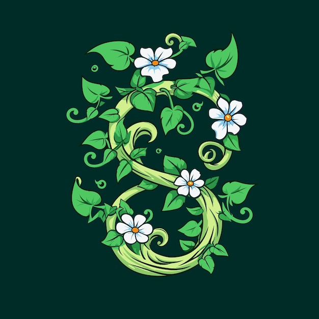 Green thick vines few vines with flowers vector