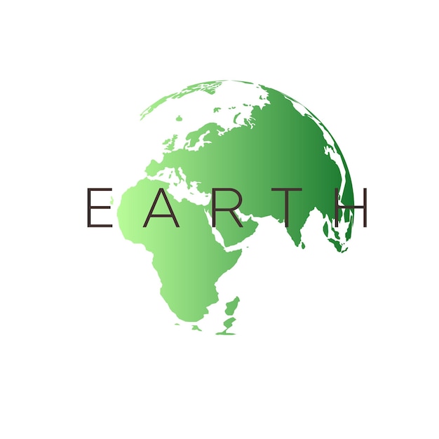 Green threedimensional planet with gradient earth logo icon Graphic elements for your design