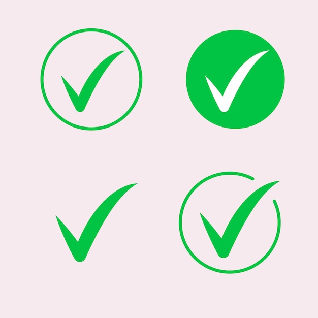 Green tick icon vector positive choice symbol