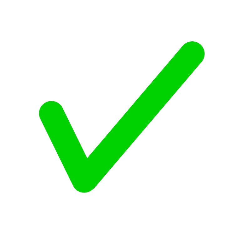 Vector a green tick that is on a white background
