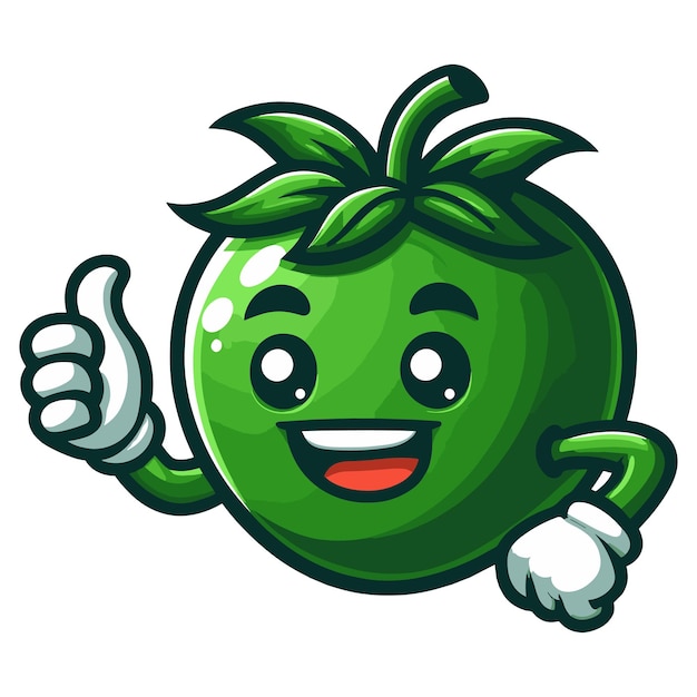 Green tomato mascot logo vector illustration on white background