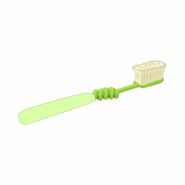 Green toothbrush icon in cartoon style on a white background