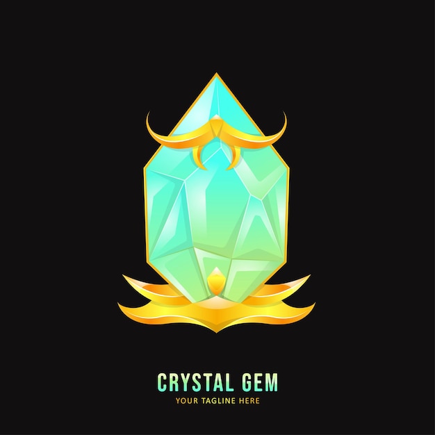 Green tosca crystal gemstone badge with ornament border
