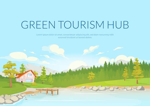 Green tourism hub poster flat template