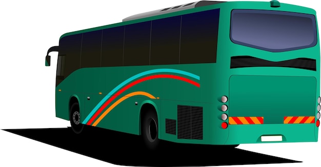 Green Tourist bus Coach Vector illustration for designers