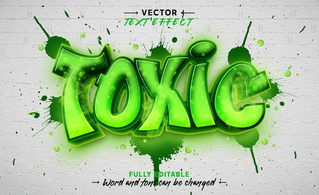 Green toxic 3d graffiti-stijl bewerkbaar teksteffect