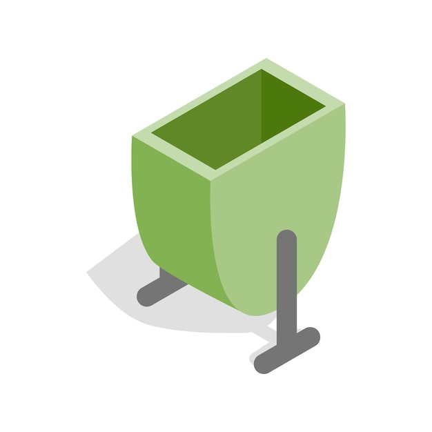 벡터 색 바탕에 이소메트릭 3d 스타일의 녹색 쓰레기통 아이콘